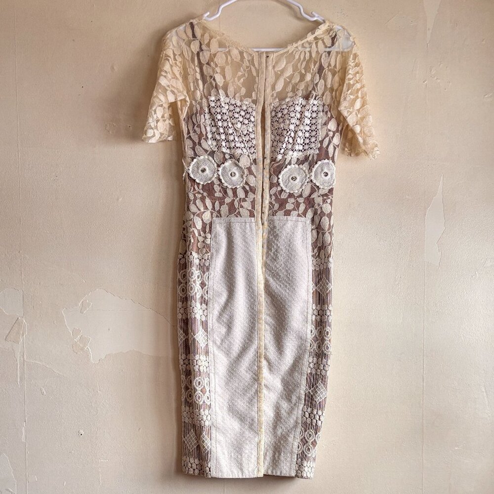 Pristine Vintage Embroidered and Lace White Mini Dress Small
